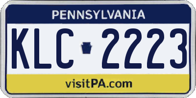 PA license plate KLC2223