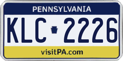PA license plate KLC2226