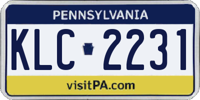 PA license plate KLC2231