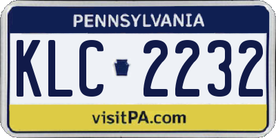 PA license plate KLC2232