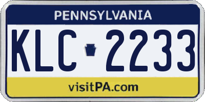 PA license plate KLC2233