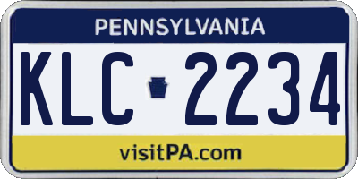 PA license plate KLC2234