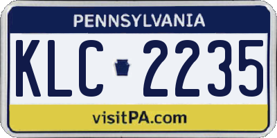 PA license plate KLC2235