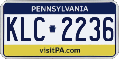 PA license plate KLC2236