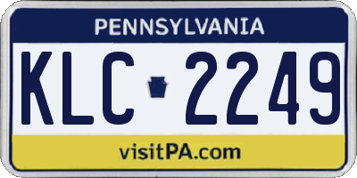 PA license plate KLC2249