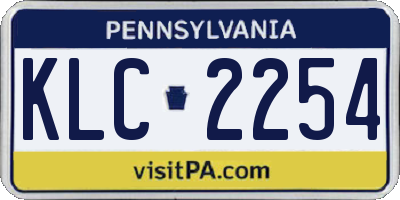 PA license plate KLC2254
