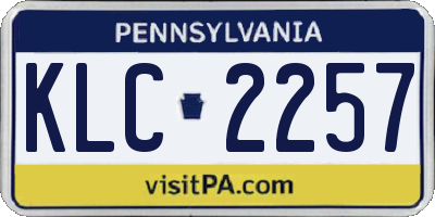 PA license plate KLC2257