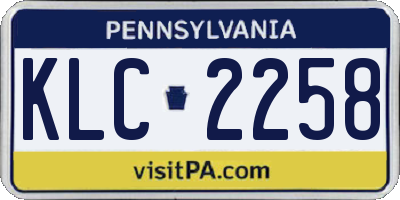 PA license plate KLC2258