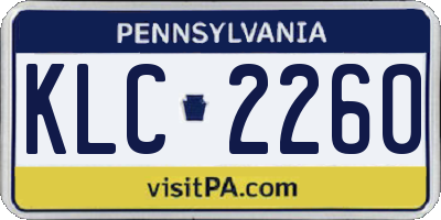 PA license plate KLC2260