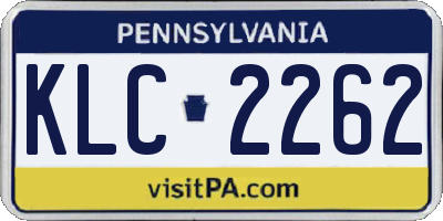 PA license plate KLC2262