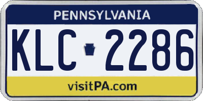 PA license plate KLC2286