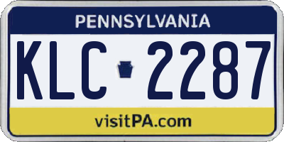PA license plate KLC2287