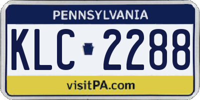 PA license plate KLC2288