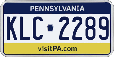 PA license plate KLC2289
