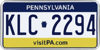 PA license plate KLC2294
