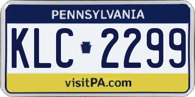 PA license plate KLC2299