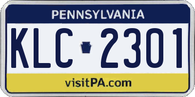 PA license plate KLC2301