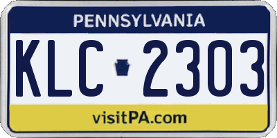 PA license plate KLC2303