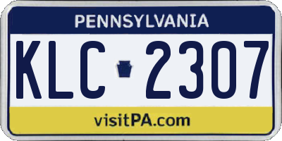 PA license plate KLC2307