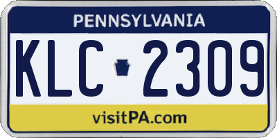 PA license plate KLC2309