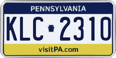 PA license plate KLC2310