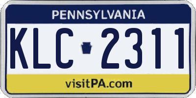 PA license plate KLC2311