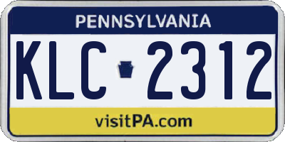 PA license plate KLC2312