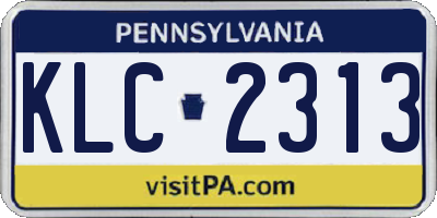 PA license plate KLC2313