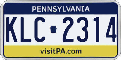 PA license plate KLC2314