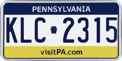 PA license plate KLC2315