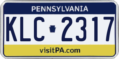 PA license plate KLC2317