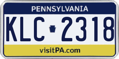 PA license plate KLC2318