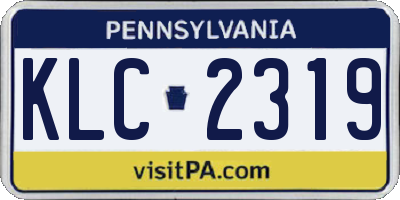 PA license plate KLC2319