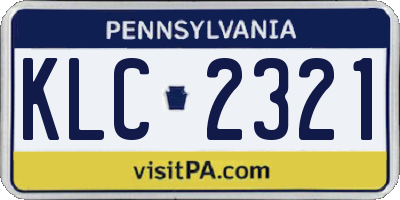 PA license plate KLC2321