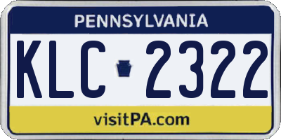 PA license plate KLC2322