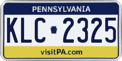 PA license plate KLC2325