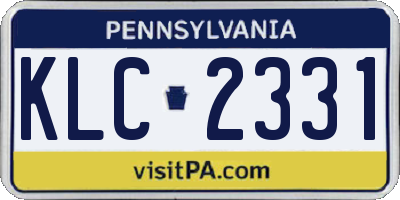PA license plate KLC2331