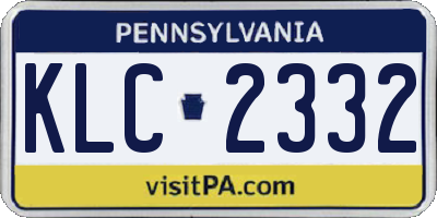 PA license plate KLC2332