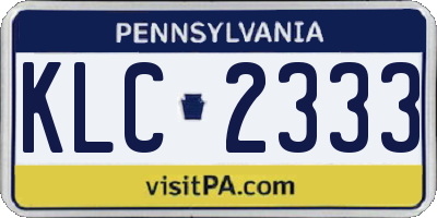 PA license plate KLC2333