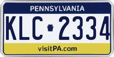 PA license plate KLC2334