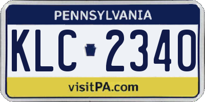 PA license plate KLC2340