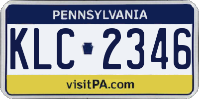 PA license plate KLC2346