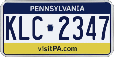 PA license plate KLC2347