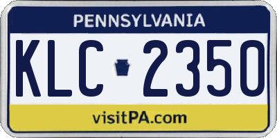 PA license plate KLC2350
