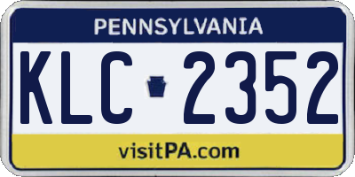 PA license plate KLC2352