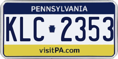 PA license plate KLC2353