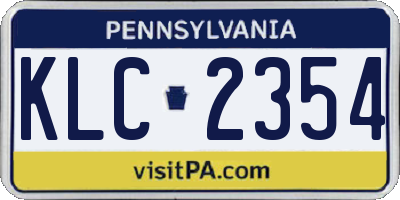 PA license plate KLC2354