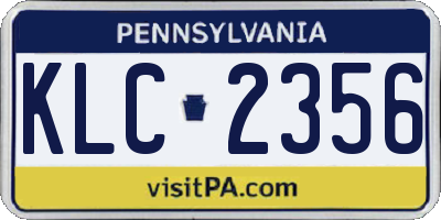 PA license plate KLC2356