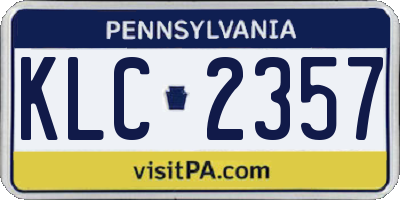 PA license plate KLC2357
