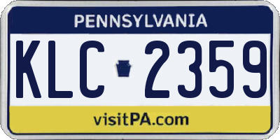 PA license plate KLC2359